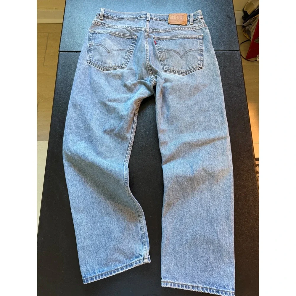 Levis 505 Regular Fit Straight Leg Jeans Light Wash Denim Mens 38x30